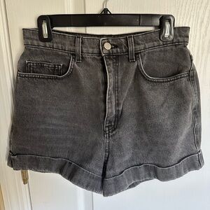 American Apparel High Waisted Denim Shorts • Size 29 • Charcoal Wash, Cuffed Hem